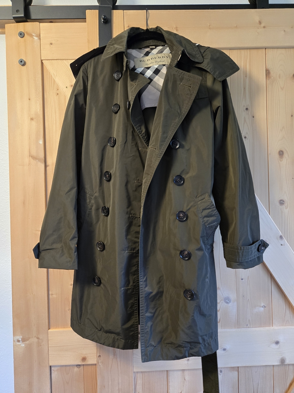 Burberry Women’s Olive Green Double-Breasted Trench Coat